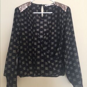 House of Harlow 1960 Black and Silver Blouse
